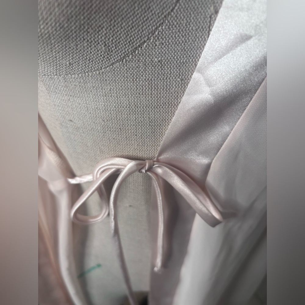 Vintage California Dynasty Sheer Lace Robe Pink Satin Trim – Medium - Picture 12 of 13